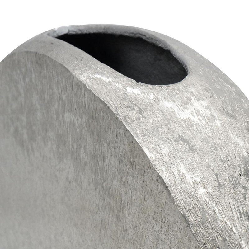 15" Silver Aluminum Round Disc Table Vase