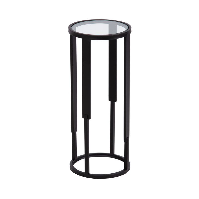 Round Glass and Metal Drink Table
