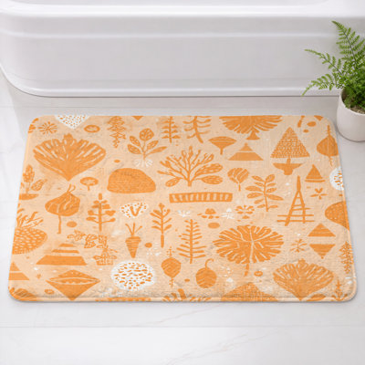 Tapis de bain illustré d'une illustration botanique abstraite