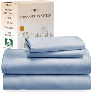 Soft 100% Cotton Sheets Bed Sheet Set With Deep Pockets, Sheets Set With Sateen Weave, Cooling Sheets (blue Hydrangea)
