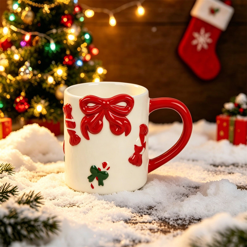 Tasse en céramique Candy Cane - tasse à café des Fêtes, verrerie décorative de Noël