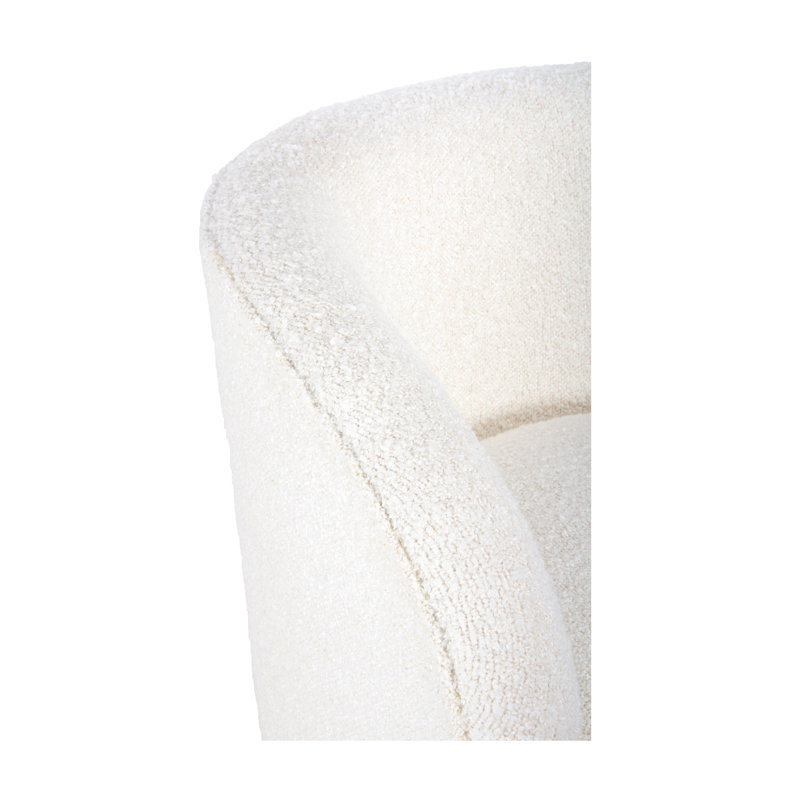 White Boucle and Oak Swivel Lounge Chair