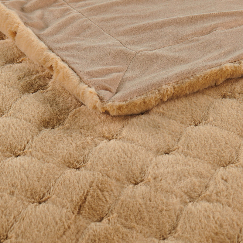 Jeté en fausse fourrure de lapin, Beige