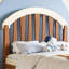 Lit plateforme simple avec tiroir de rangement, structure de lit simple en bois avec tête de lit ronde, aucun sommier nécessaire, beige et naturel profond