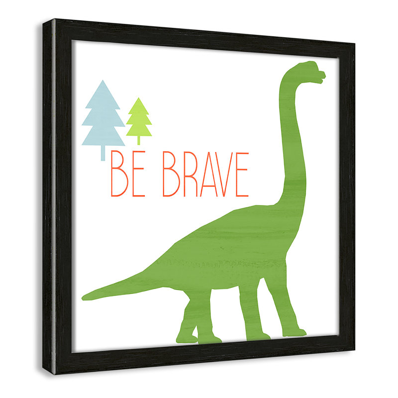 Dino Brave 1 ', art encadré, 12" H x 12" W x 1.18" D, Cadre boîte à grain de bois noir