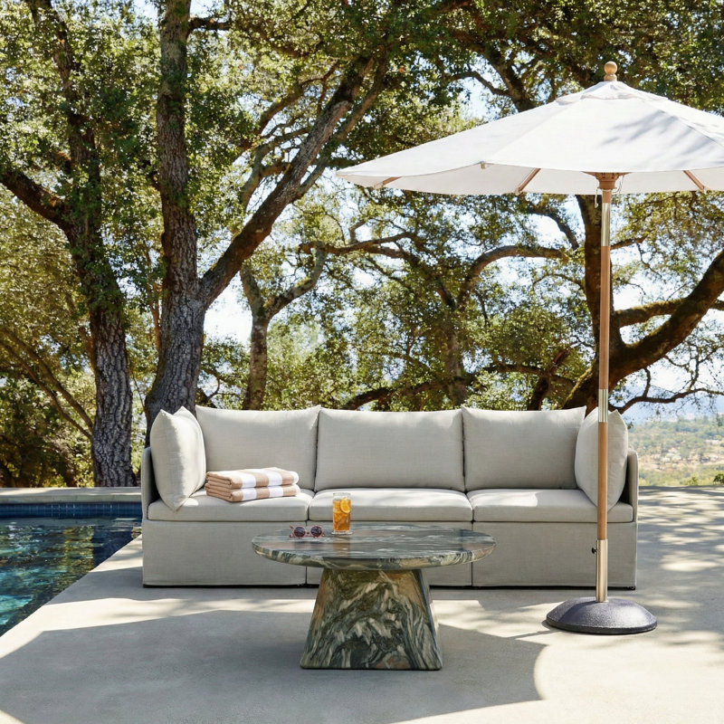 Irene Outdoor Modular Sofa Set Foldable & Portable Patio Sofa With Removable Cushions, Ash
