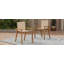 Chaise de salle à manger Belfast, ensemble de 2, structure en teck et tissu beige