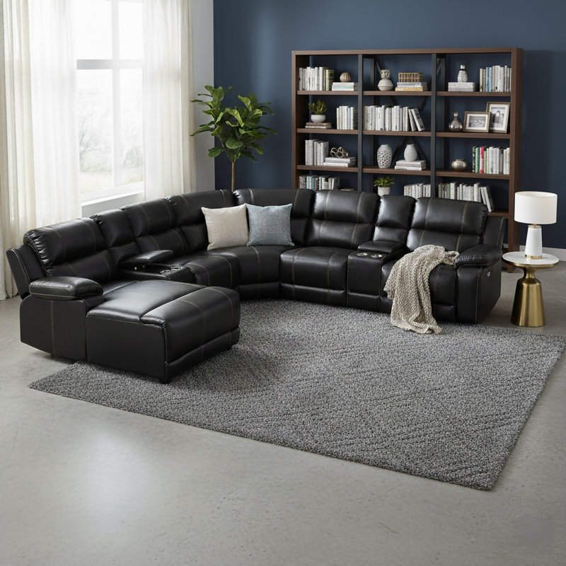 Yates 114.5" Wide Faux Leather Left Hand Facing Reclining Corner Sectional