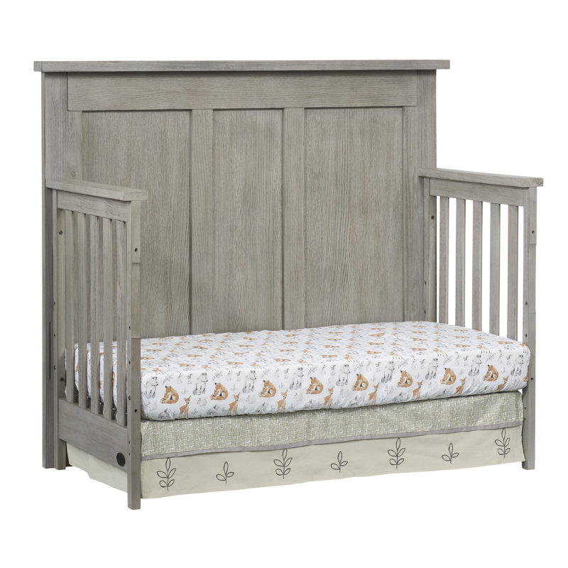 Oak Gray 4-in-1 Convertible Crib with Rustic Wainscoting