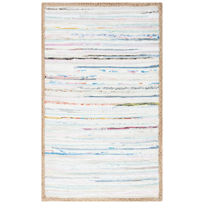 Tapis abstrait en coton et en jute tissé à la main Maxille, Rectangulaire 3 pi x 5 pi