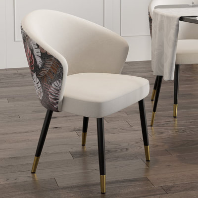 Ensemble de 1 chaise de salle à manger moderne avec dossier rembourré en velours et structure en métal