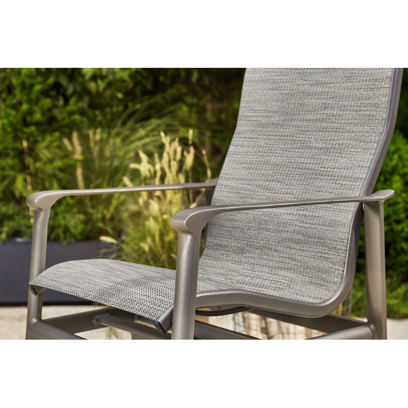 Aspen Sling High Back Swivel Balcony Stool, Weathered Teak