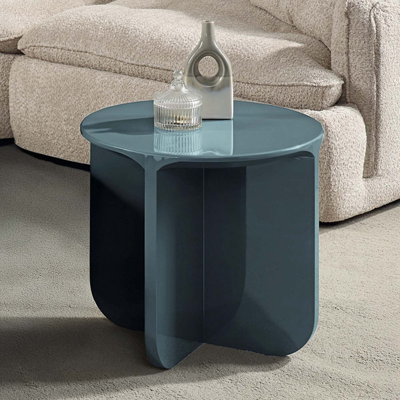 Table de bout ronde, bleu sarcelle ultrabrillant