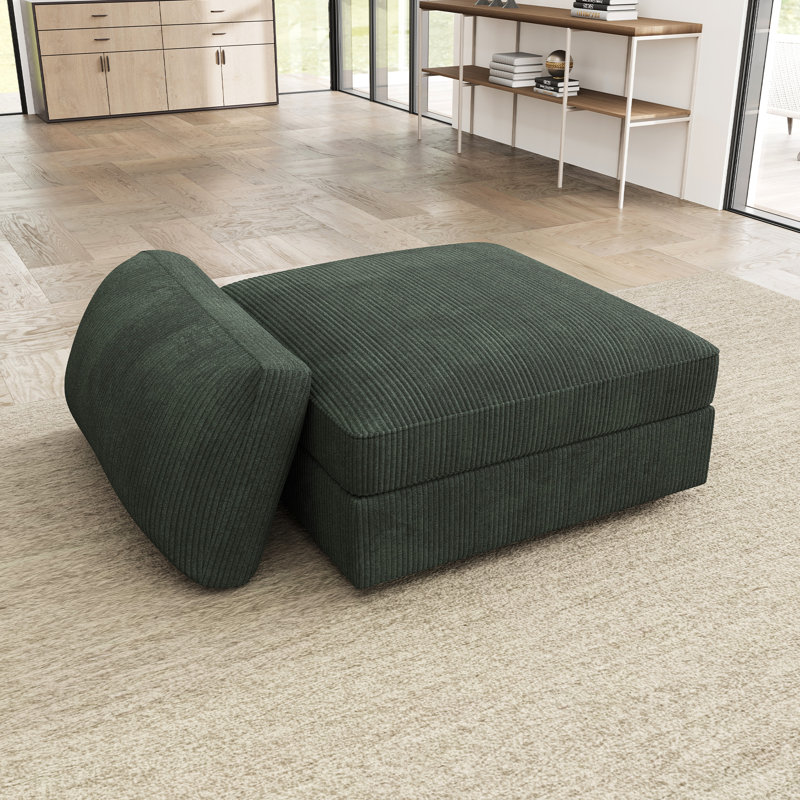 Module de repose-pieds modulaire en velours côtelé modulaire, Vert