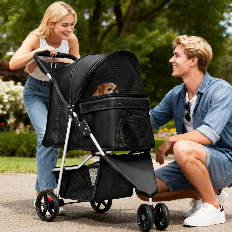 Foldable Pet Stroller, Black