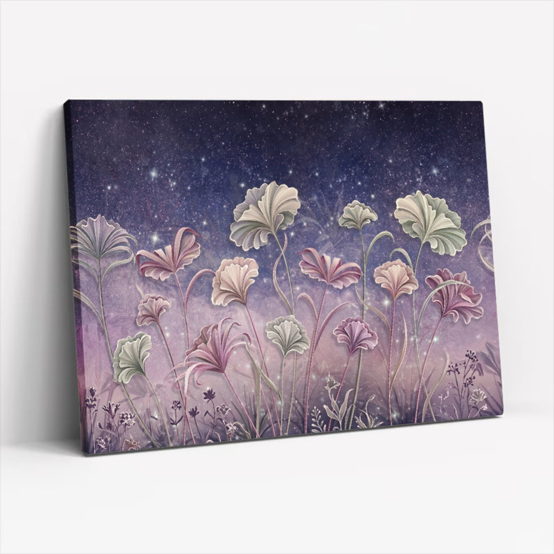 Ensemble de 1 tableau sur toile Fleurs étoilées, H 18 po x l 24 po, Toile tendue