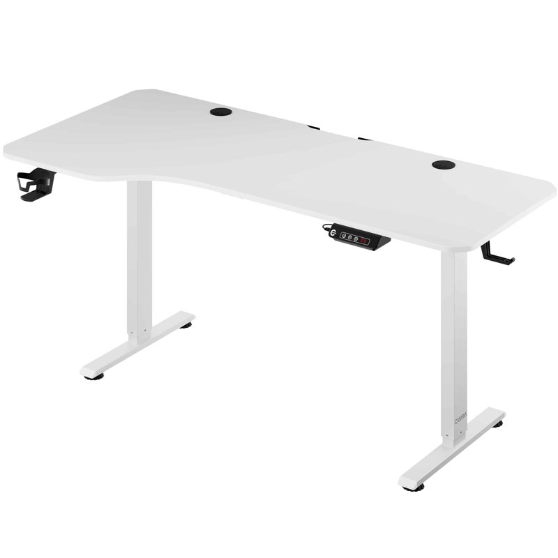 Adjustable Metal Base Writing Desk, White, 73cm H x 140cm W x 75cm D