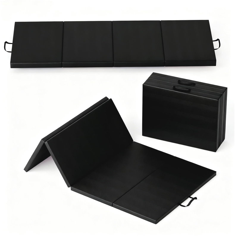 Tapis de gymnastique pliable de 6 pi x 2 pi, tapis de dégringolade portatif épais à 4 panneaux pour les arts martiaux à domicile