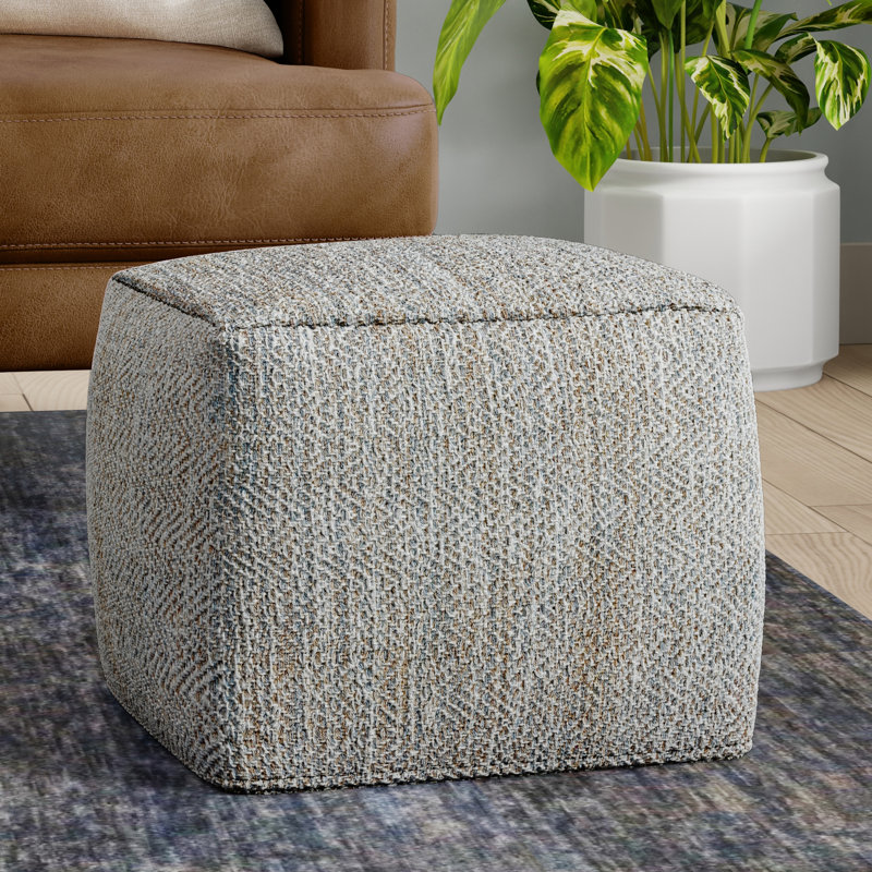 Pouf carré en coton 18 po Nate, Gris
