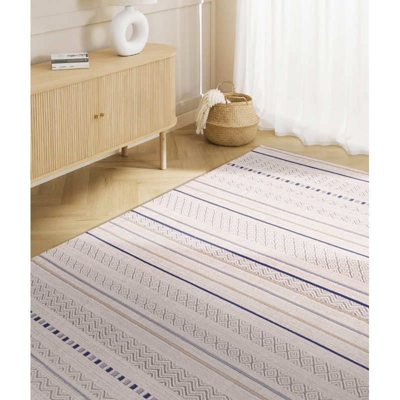 Stefaun Tencel Striped Indoor Rug, Rectangle 6'7" x 9'7"