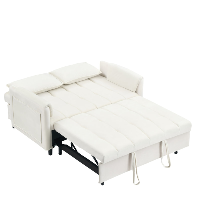 Canapé 52 po beige moderne en velours, Beige