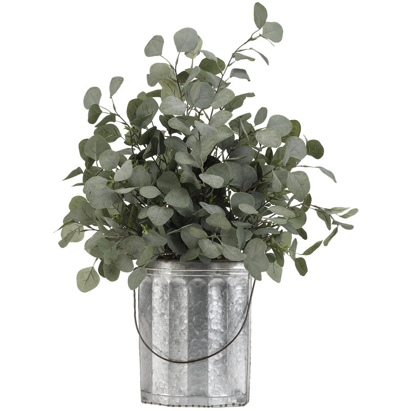 31'' Faux Silver Dollar Eucalyptus Plant in Metal Pot