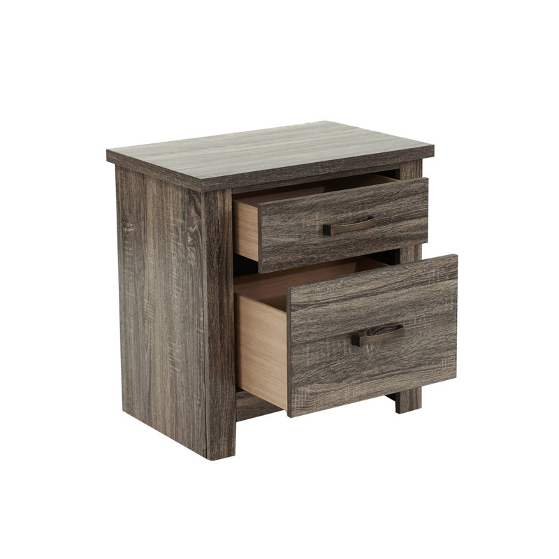 Table de chevet brune pour chambre à coucher avec 2 tiroirs - et une qualité stable et stable