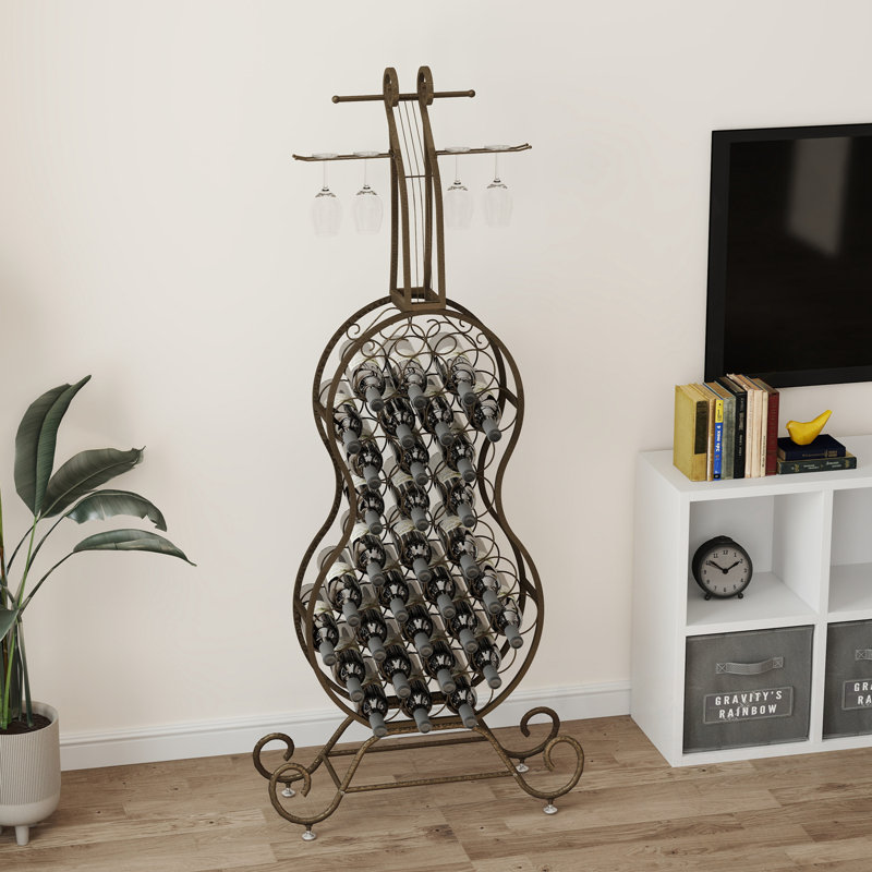 Étagère à vin en forme de violoncelle avec pieds en métal