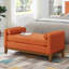 Grand canapé rembourré orange confortable en tissu bouclé avec coussins et double accoudoirs, idéal pour se détendre dans le salon ou l'entrée. Dimensions : 130 cm (L) x 47 cm (l) x 57 cm (H). Installation simple et installation facile.-436509768-436509779