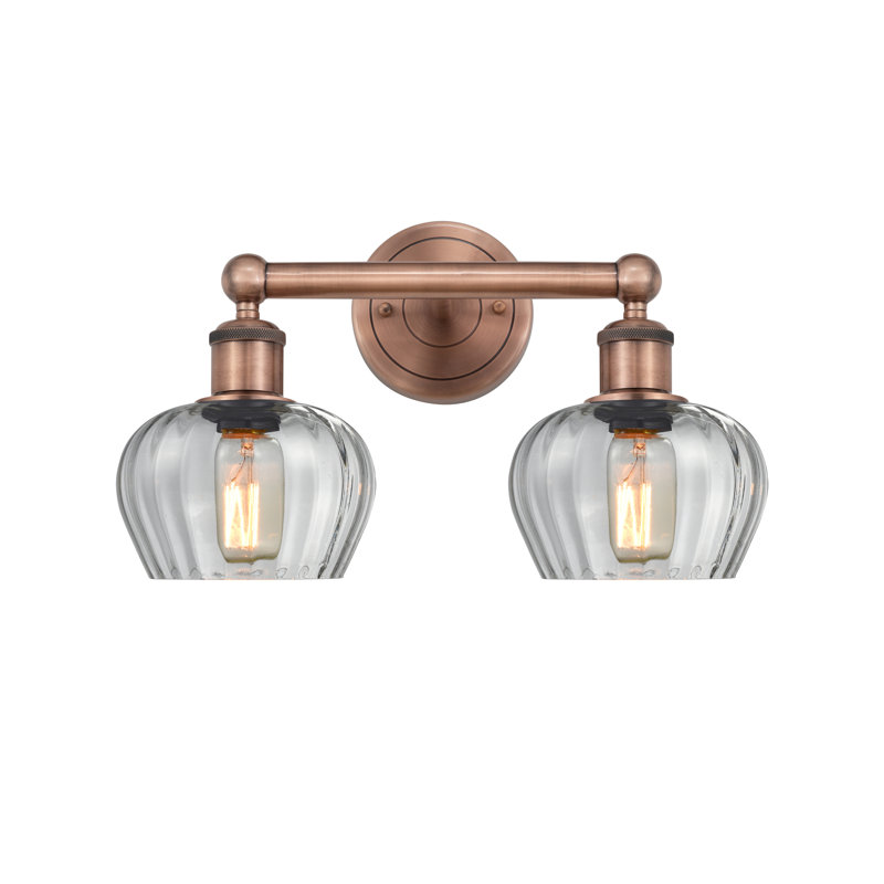 2 - Light Dimmable Vanity Light, Clear, Antique Copper