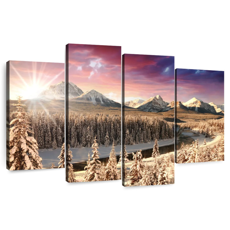 Alvord Alberta Rockies Winter Sun, H 27 po x l 43 po