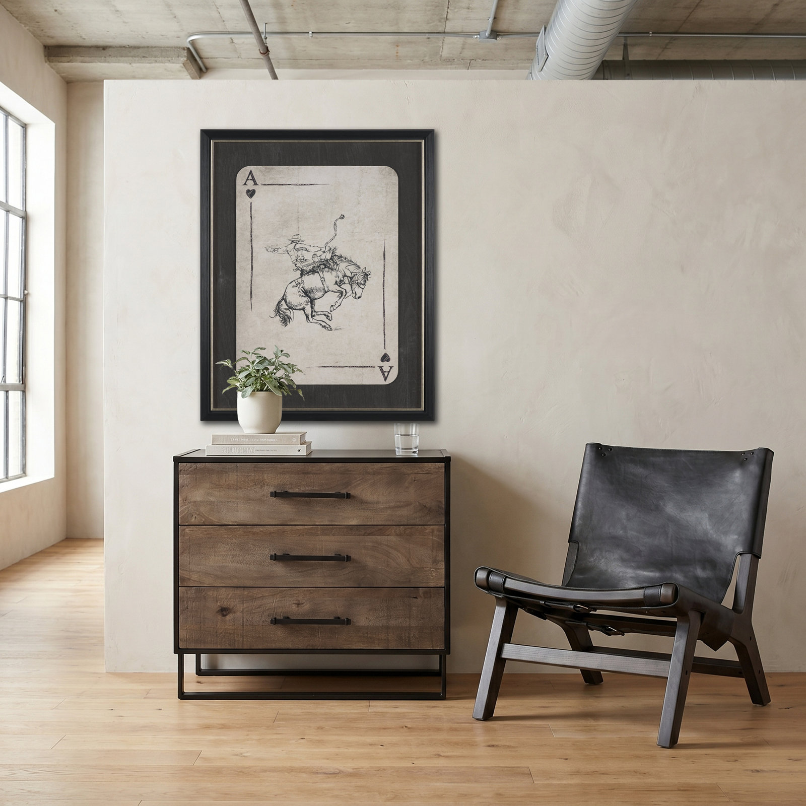 Coucher Genuine Leather Accent Chair, Black Genuine Leather, Black