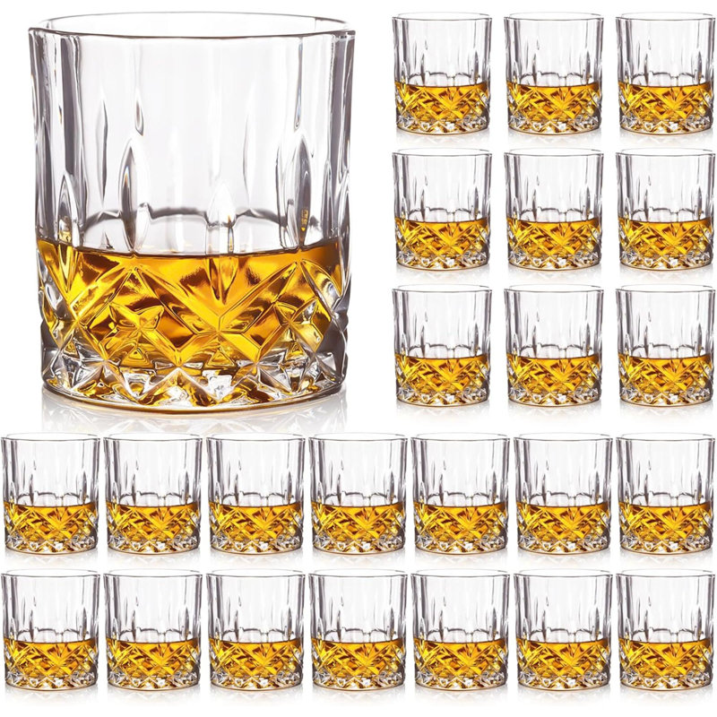 Verres à whisky - Ensemble de 24 verres à whisky élégants et transparents de qualité supérieure pour whisky, scotch et bourbon - Verrerie de barware