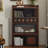 Nut-brown+Black Solid + Manufactured Wood+Glass Display Cases