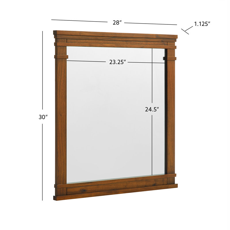Lankford Wood Mirror, 28 x 1.25 x 30, Walnut