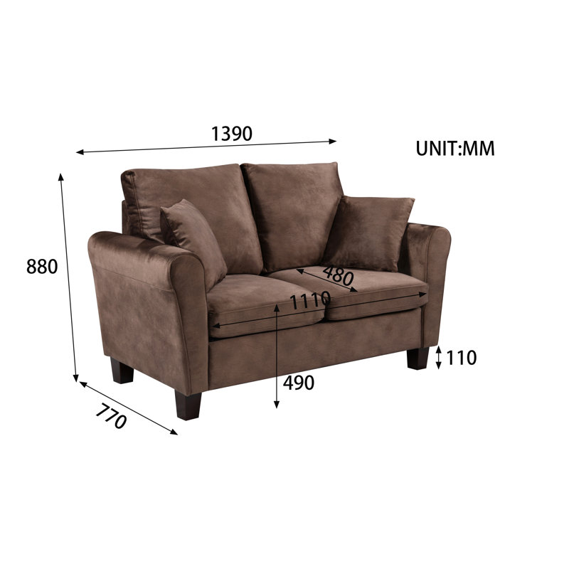 Mateos 2 Seater Velvet Sofa, Brown
