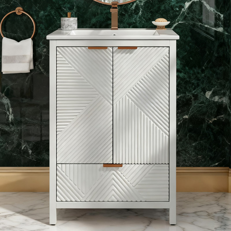 Meuble-lavabo simple 24 po avec lavabo, Blanc