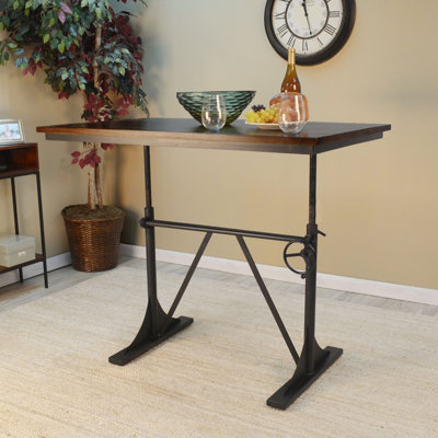 Modern Black 48" W x 30" D Adjustable Height Writing Desk with Industrial Charm