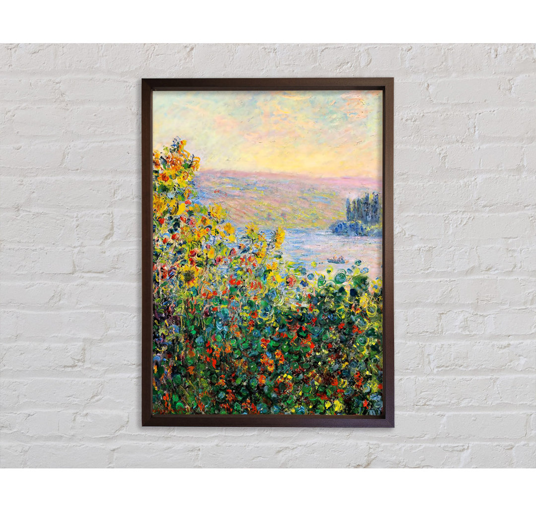 Monet Blumenbeete in Vetheuil - Einzelner Bilderrahmen Kunstdrucke auf Leinwand