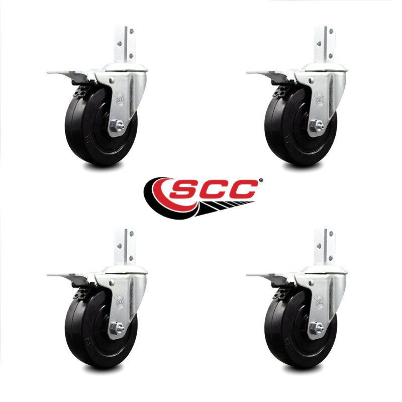 Soft Swivel / Square Stem Caster Set Total Lock Brake