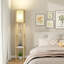 LED Shelf Floor Lamp, Wooden Reading Standing Light with Storage, Living Room Office-124582035