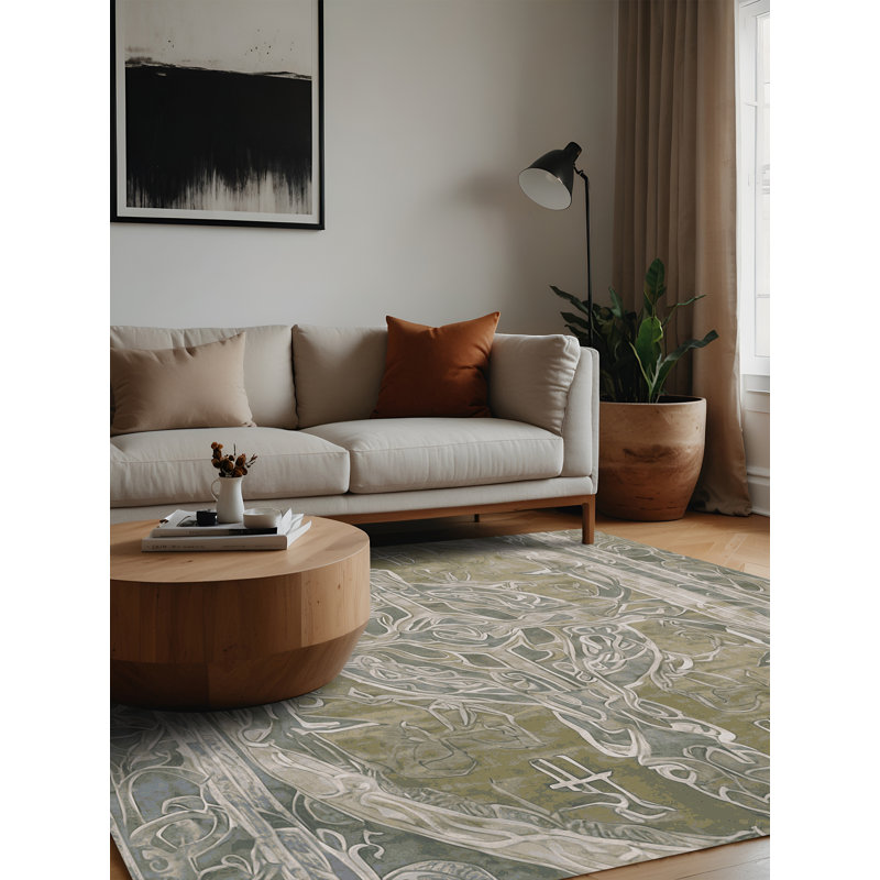 Tapis gris lavable à la machine, Carré 8 pi