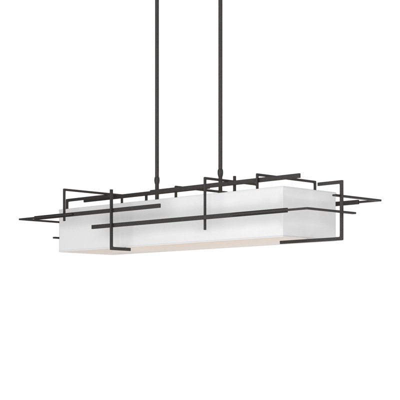 4 - Light Kitchen Island Linear Pendant, Natural Iron, Natural Anna