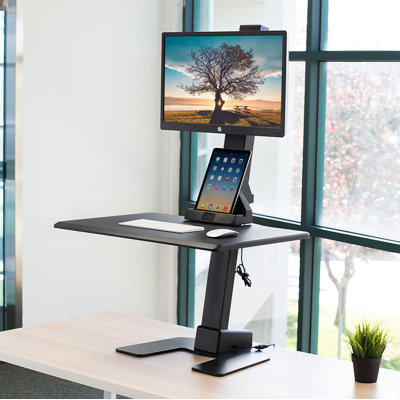 Mount-It Electric Standing Desk Converter, Tabletop Stand Desk w/ Monitor Mount, 28" Wide Platform