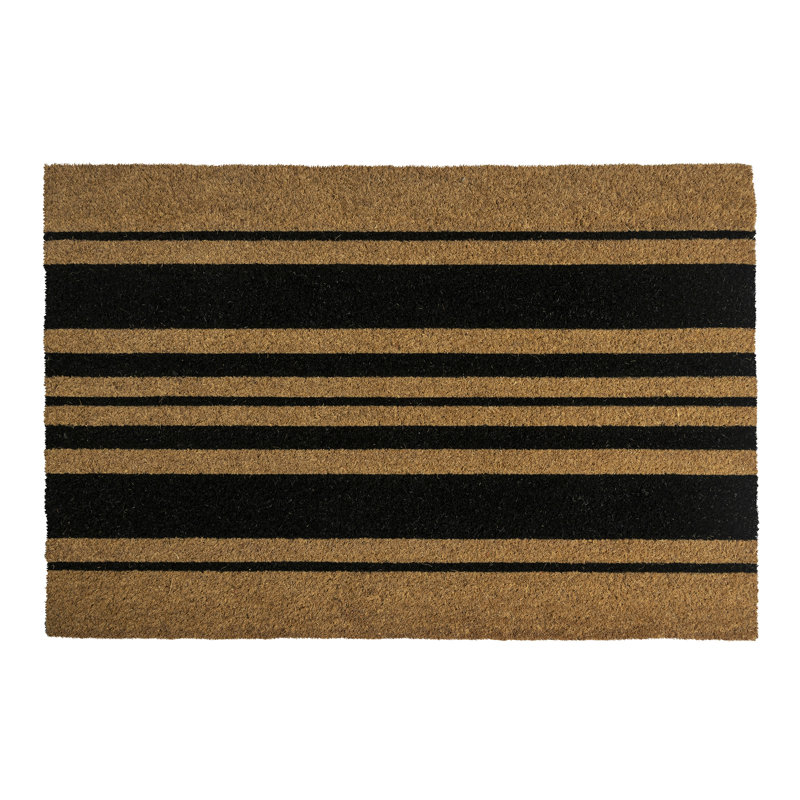 Black and Natural Coir Outdoor Doormat 24" x 36"