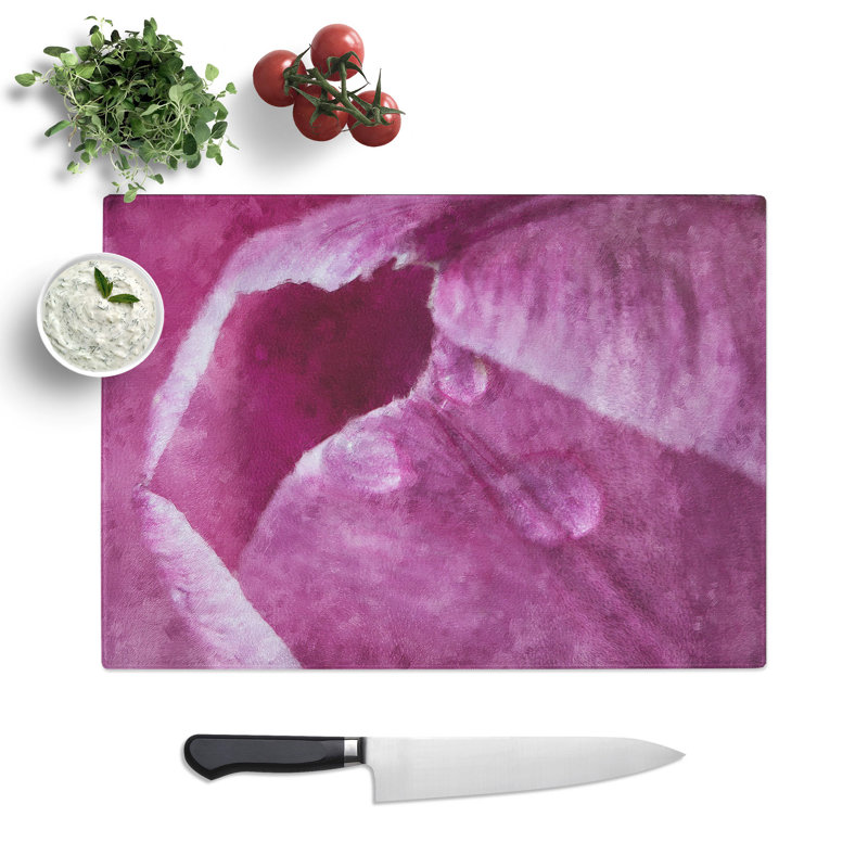 Tempered Glass Petals of a Pink Tulip Chopping Board, 28.5 cm x 39 cm