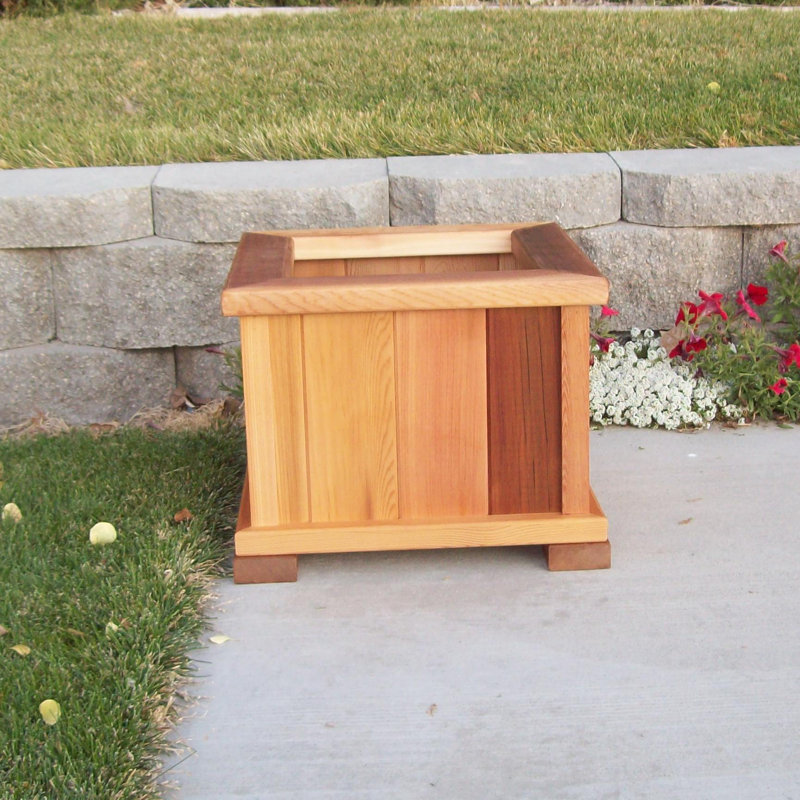 Brandsville Handmade Wood Planter Box, 17" H x 21" W x 21" D, Cedar Stain