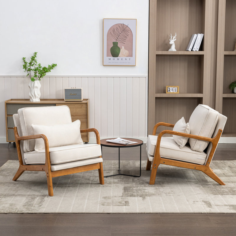 Holdyn Upholstered Armchair, Beige Linen Blend