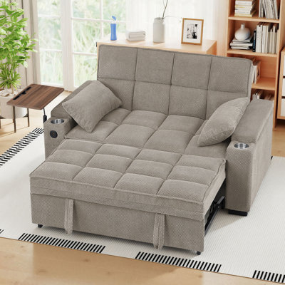 63'' Convertible Sleeper Sofa Bed with USB
