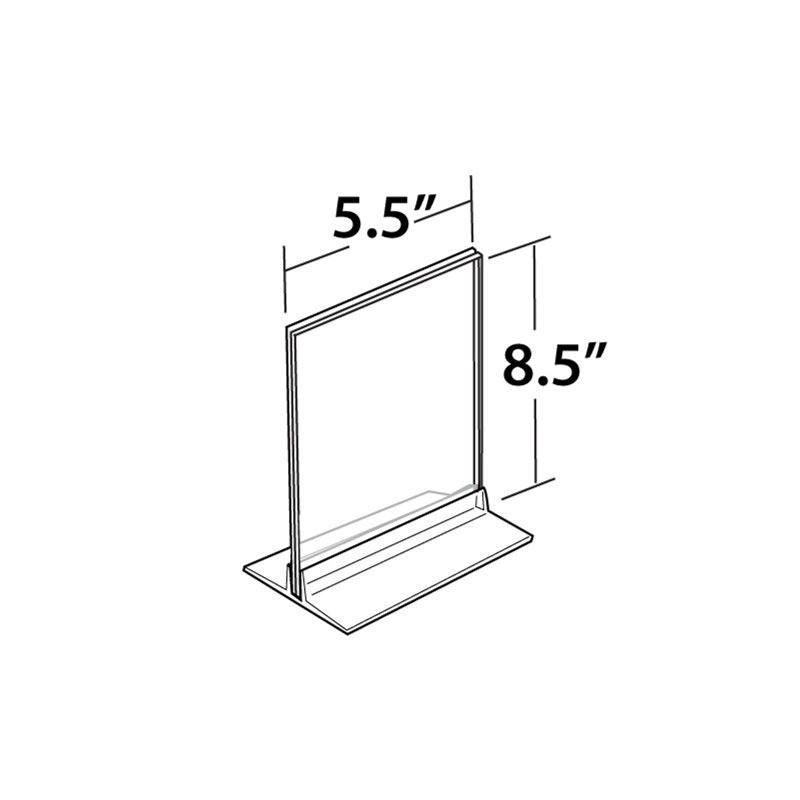Porte-affiche en acrylique transparent double face 5,5 "x 8,5" vertical / horizontal avec bande en T, paquet de 10